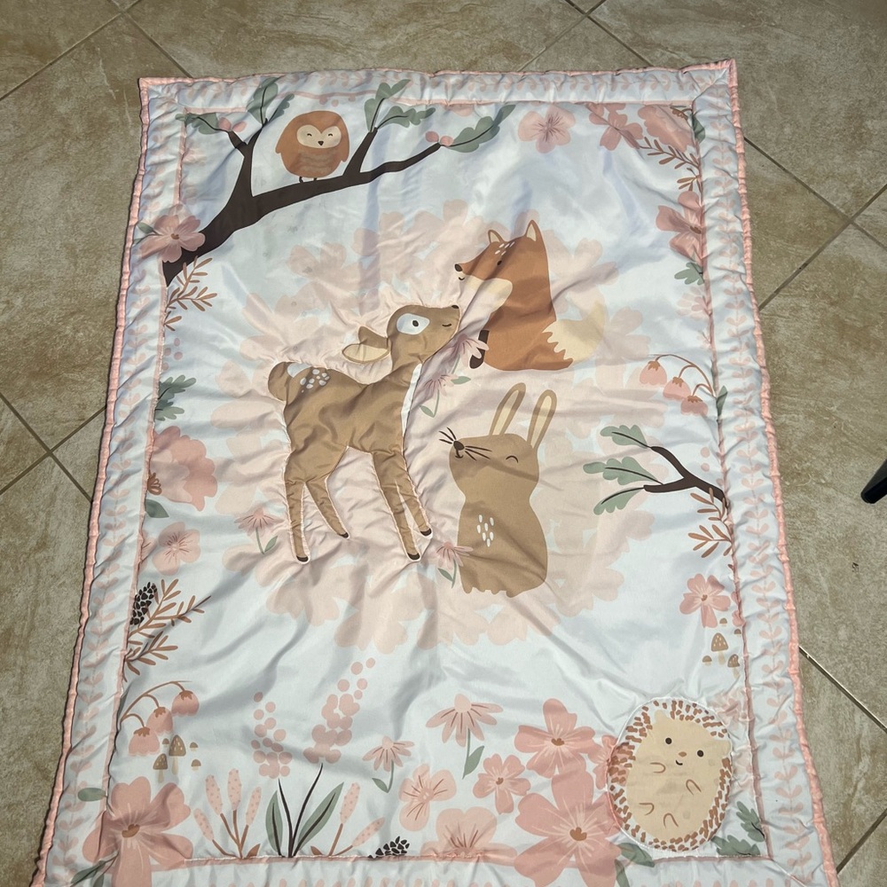 Peanutshell Baby Crib Blanket Newborn Infant Woodland Deer Forest Scene